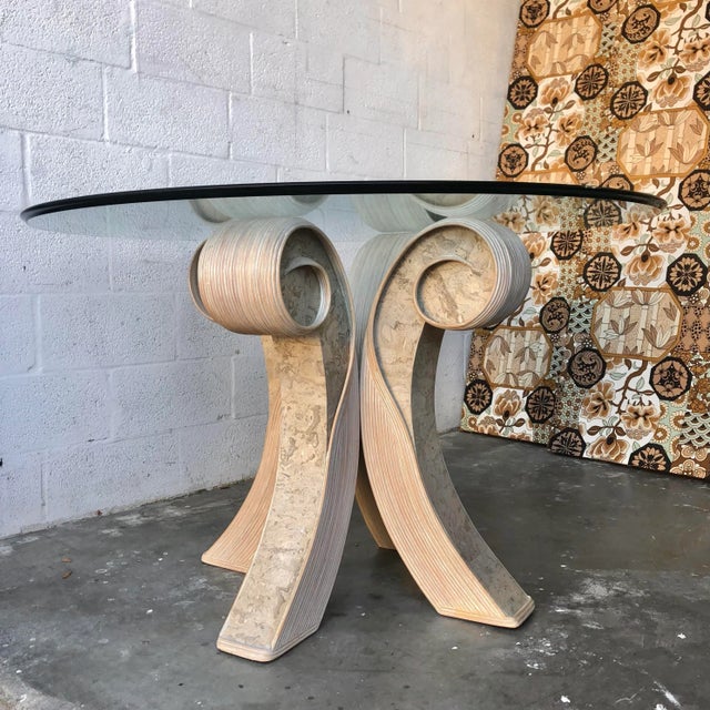 Vintage Coastal Twisted Pretzel Rattan Dining Table For Sale - Image 13 of 13