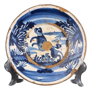 Catalan Faixes Plate with Hare in Spanish Majolica For Sale