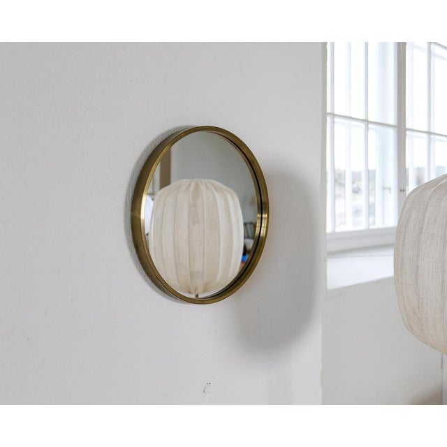 Mid-Century Modern Rounded Brass Mirror attributed to Glasmäster in Markaryd, Sweden, 1960s For Sale - Image 13 of 17