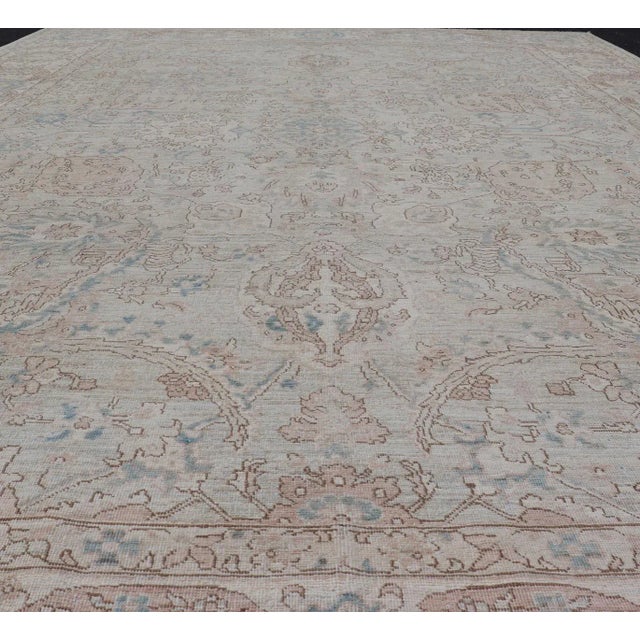 Mohtasham Kashan Design in Soft Tan, Taupe, Light Blue, and Ivory 9'3 X 13'7 For Sale In Atlanta - Image 6 of 11