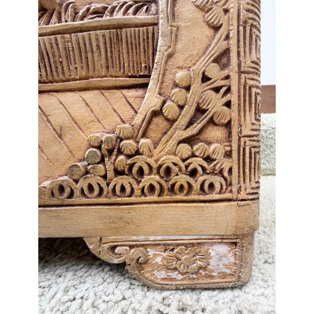 Chinese Antique 1920’s Hand Carved Wood Chest For Sale - Image 9 of 10