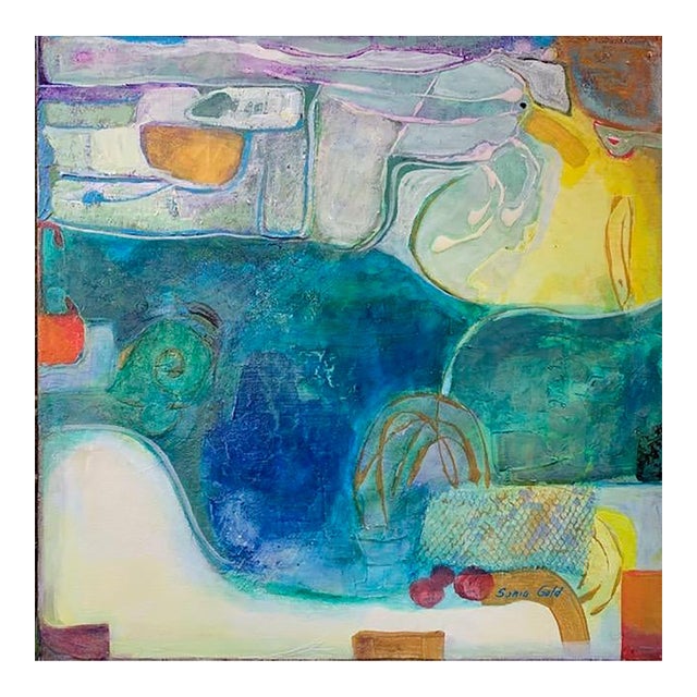 "Save Our Oceans Iii" Contemporary Abstract Modern Painting by Artist Sonia Gold For Sale