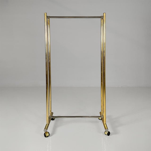 1980s Italian Modern Metal Coat Racks in Gold and Silver Finish with Casters, 1980s, Set of 3 For Sale - Image 5 of 18
