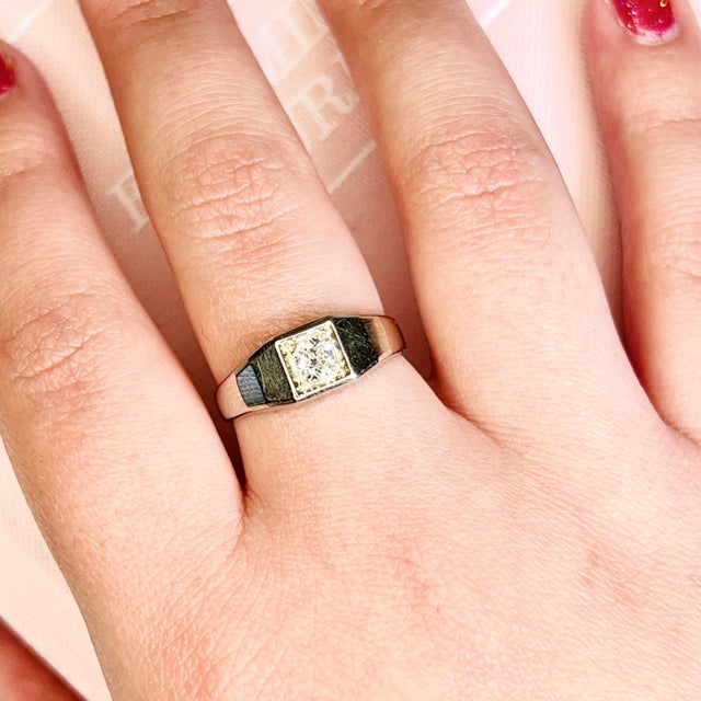 Art Deco 14k White Gold Old European Cut Diamond Ring, Size 7.75 For Sale - Image 12 of 14