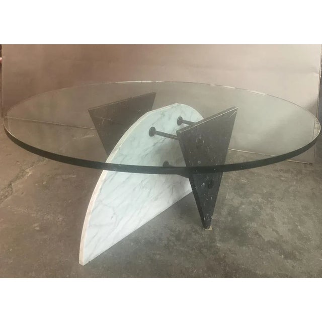 Black Marble and Glass Coffee Table, 1980s For Sale - Image 8 of 8