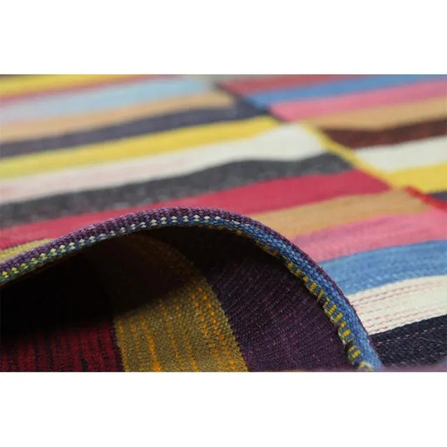 Handwoven Stripe Pattern Scandinavian Style Persian Kilim Rug 5'3" X 6'9" For Sale - Image 4 of 11