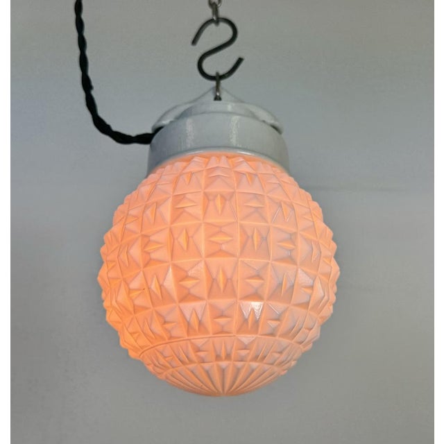 Vintage White Porcelain Pendant Light, 1970s For Sale - Image 14 of 16