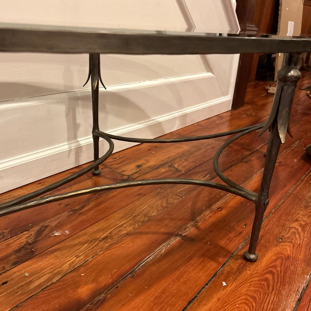 Metal Vintage Heavy Hand Forged Metal and Glass Coffee Table in the Style of Dennis and Leen For Sale - Image 7 of 12