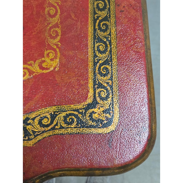 Vintage Theodore Alexander Red Leather Wrapped Serpentine Chest of Drawers For Sale - Image 9 of 13