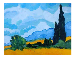 Cypress Trees (After Van Gogh) Oil on Canvas