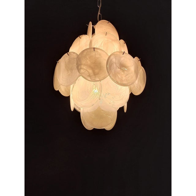 Vintage Murano Alabaster Disc Chandelier, 1968 For Sale - Image 9 of 15