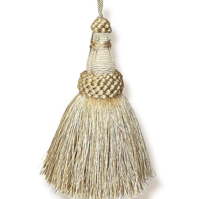 Champagne and Cream Color Key Tassel With Looped Ruche Detail For Sale - Image 12 of 14