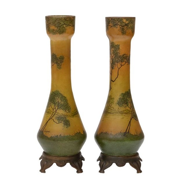 Large Art Nouveau Scenic Glass Vases by François-Théodore Legras, 1890s, Set of 2 For Sale - Image 18 of 18
