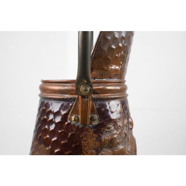 Goldenrod Copper Umbrella Stand with Hammered Medieval Bakery Relief, France, 1900s For Sale - Image 8 of 12