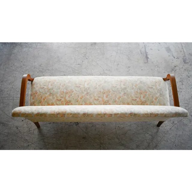 1930s Danish Art Deco Sofa With Open Wooden Armrests, 1930's For Sale - Image 5 of 10