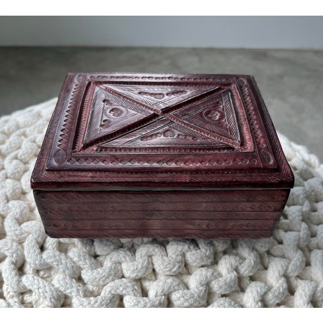 This gorgeous, handcrafted leather keepsake box from Africa is a stunning example of Tuareg craftsmanship.