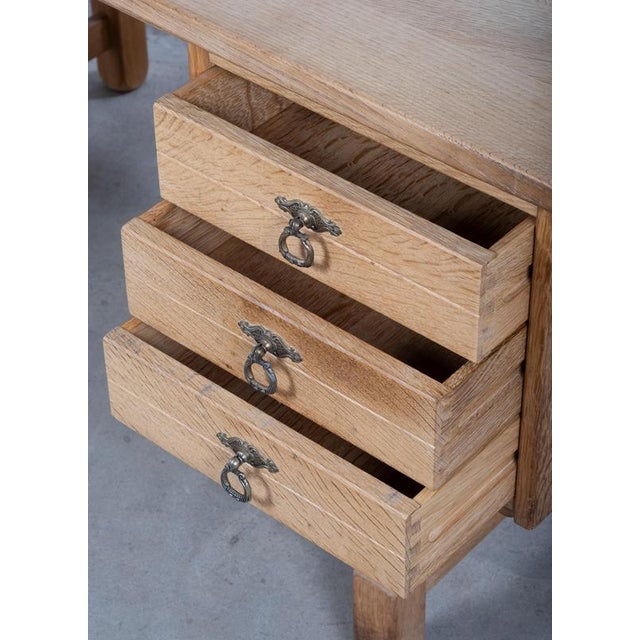 Brutalist Oak Desk by Henning Kjærnulf, Denmark, 1960s For Sale - Image 4 of 10