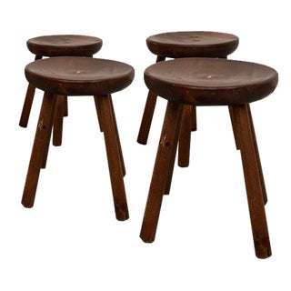 Brutalist Hammered Stools, 1950s, Set of 4 For Sale