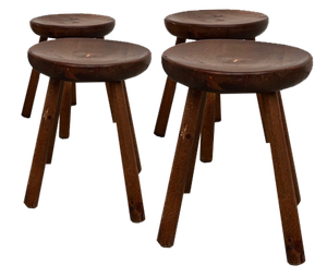 Brutalist Hammered Stools, 1950s, Set of 4