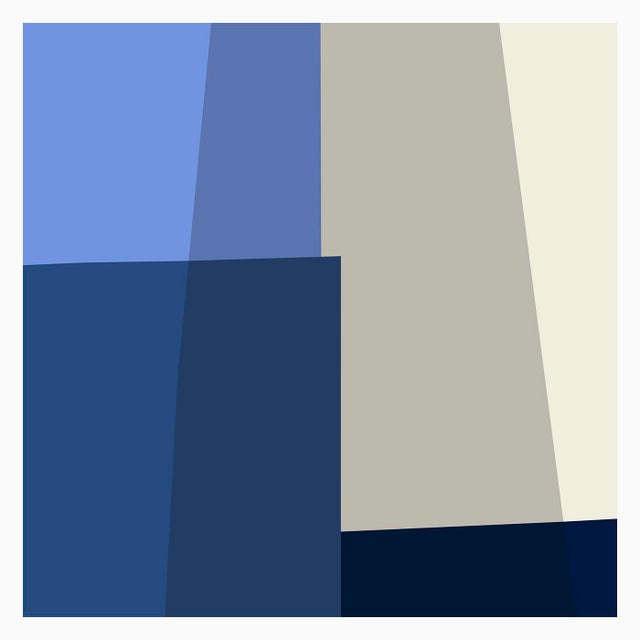 Mid-Century Modern Blue Collage Fine Art Print 35" X 45" by Liz Roache For Sale - Image 3 of 6