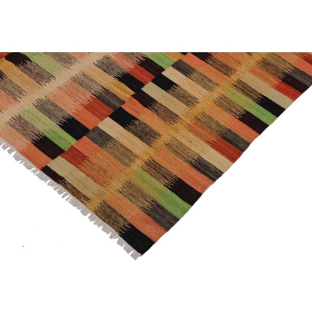Contemporary Abstract Kilim Rust/Gold Hand-Woven Wool Rug -5'7 X 8'1 For Sale - Image 3 of 8