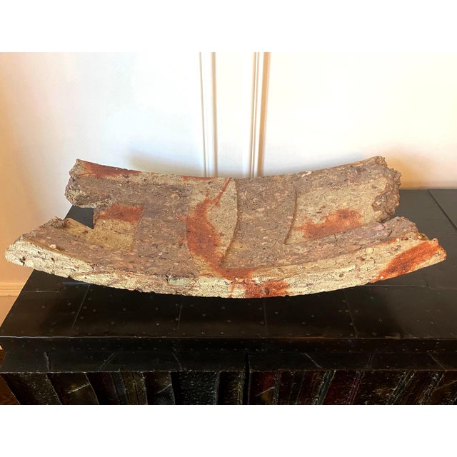 A large and bespoken stoneware centerpiece platter in sculptural form by Japanese ceramic artist Ryuichi Kakurezaki...