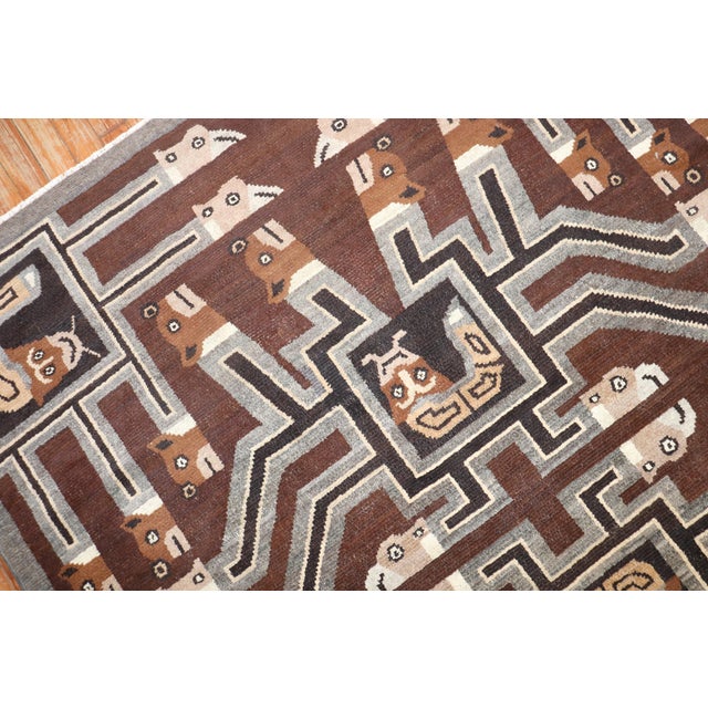 Early 20th Century Early 20th Century Indonesian Pictorial Square Head Rug - 5' x 6'2" For Sale - Image 5 of 8