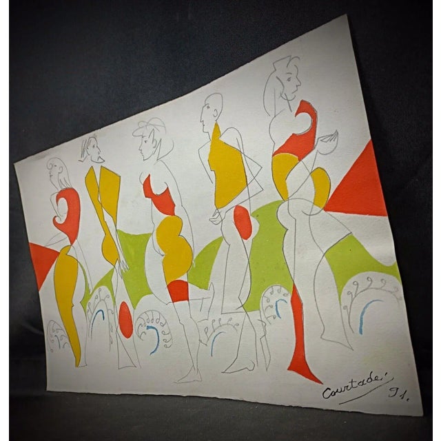 Vintage Jacques Courtade Drawing, Numbered 91 With Stamp For Sale In New York - Image 6 of 8