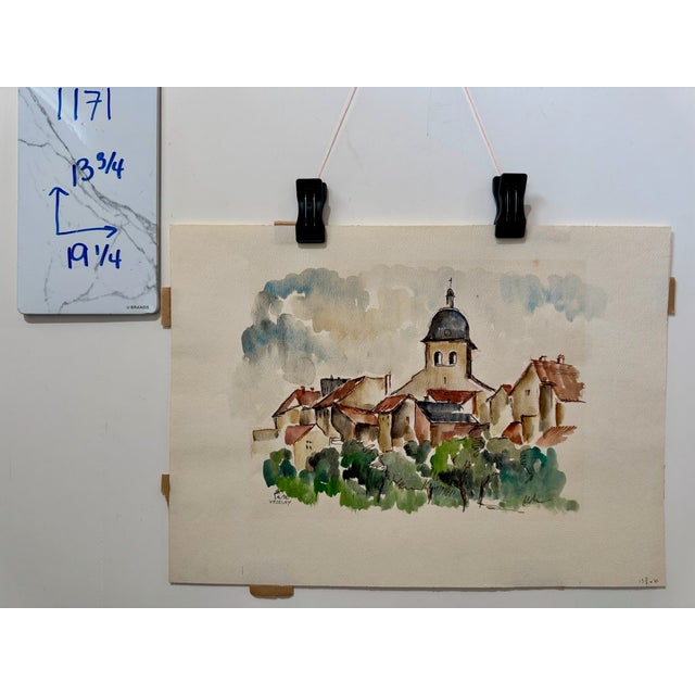 Terra Cotta Henry Emil Salloch Original Watercolor on Paper Vézelay, France. 1972. For Sale - Image 8 of 8