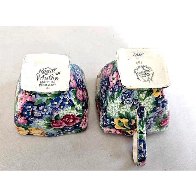 1930s Vintage “Julia” Royal Winton Grimades Chintz Sugar and Creamer Set For Sale - Image 9 of 10