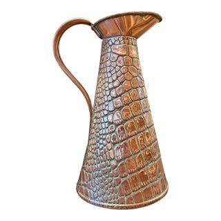English Arts & Crafts Crocodile Stamped Copper Pitcher For Sale