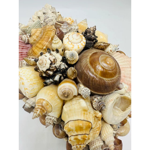 This is a vintage shellwork trinket box, richly decorated in the classic sailor’s valentine tradition of the mid-20th...