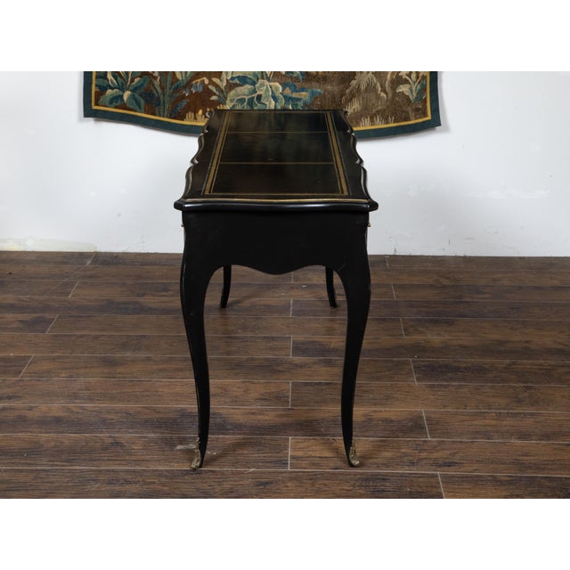 Mid 20th Century Louis XV Style Auffray and Co Black Desk with Leather Top and Bronze Mounts For Sale - Image 9 of 12