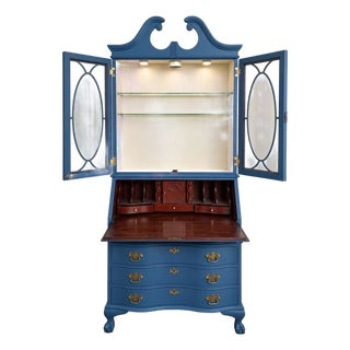 Jasper Cabinet Co. Custom Secretary & Display Cabinet For Sale