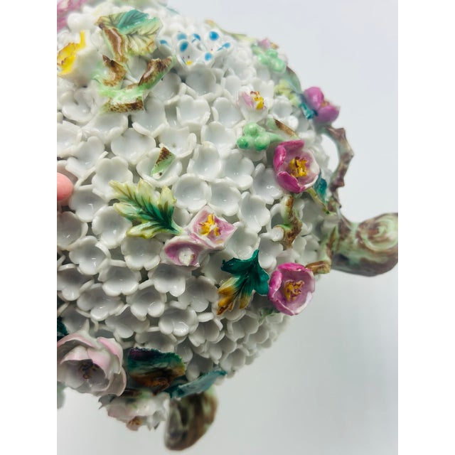 Ceramic Porcelain Flower Encrusted Vase For Sale - Image 7 of 10