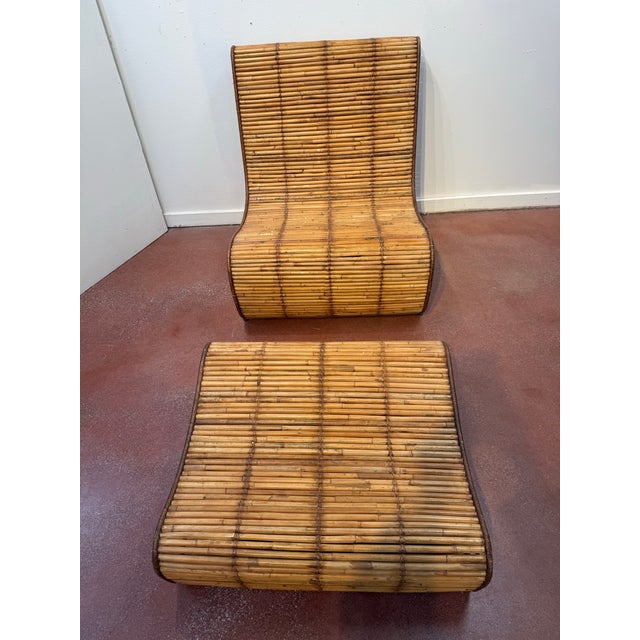 Modern Vintage Danny Fong Style “ the Wave” Chair Ottoman Set For Sale - Image 3 of 4