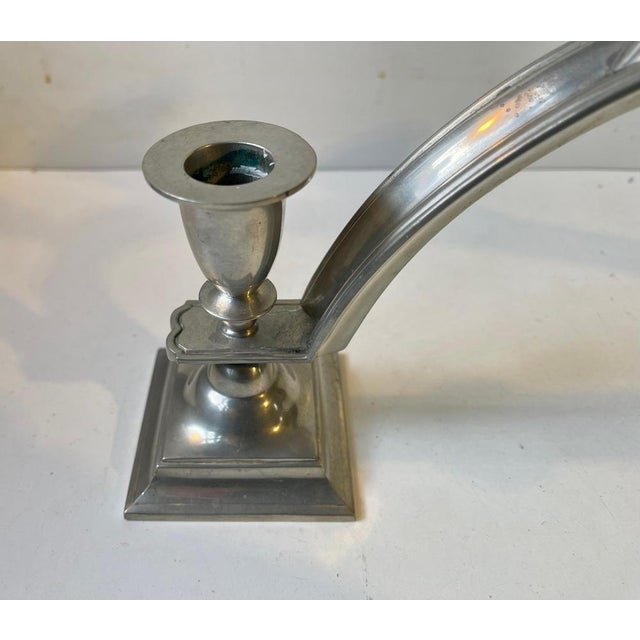 1940s Art Deco Arch Candelabra in Pewter from Just Andersen, 1940s For Sale - Image 5 of 13