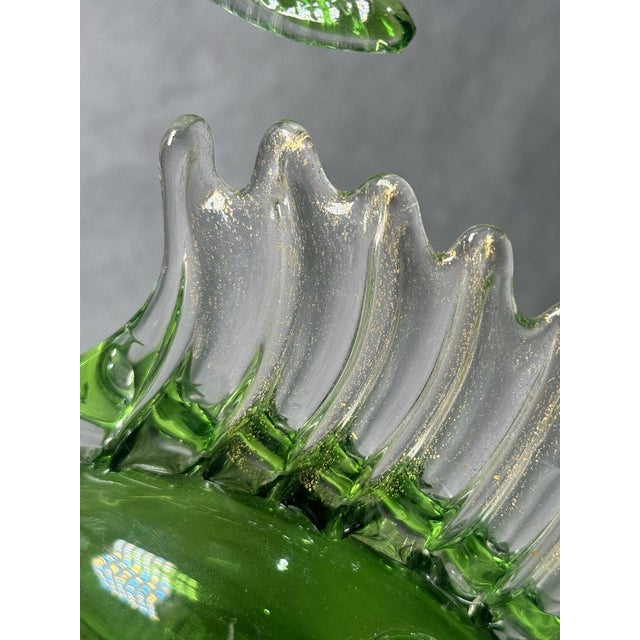 Green Murano Glass Fish Sculpture with Gold, 1960s For Sale - Image 4 of 11