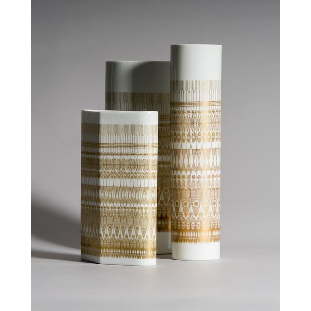 Trio Gilded Porcelain Vases by Hans Theo Baumann & Tapio Wirkkala for Rosenthal Studio-Line, Germany, 1960s, Set of 3 For Sale - Image 6 of 18