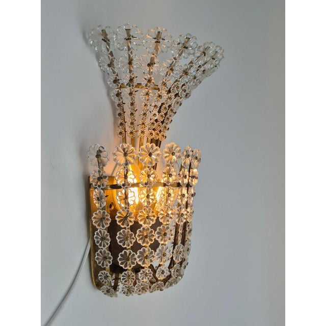 1950s Swedish Modern Wall Light in Brass with Flower Decor, 1950s For Sale - Image 5 of 15