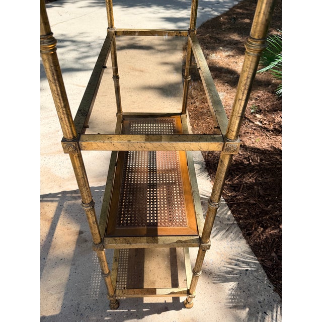 Vintage 1970s Italian Gold Gilt Hollywood Regency Faux-Bamboo Étagère For Sale - Image 12 of 18