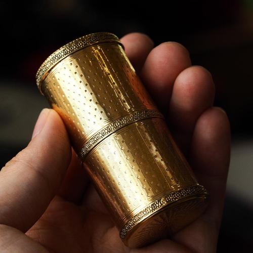 Antique French Silver Gilt Cylindrical Etui Box with Turned Guilloche Engine, 1890s For Sale - Image 6 of 18