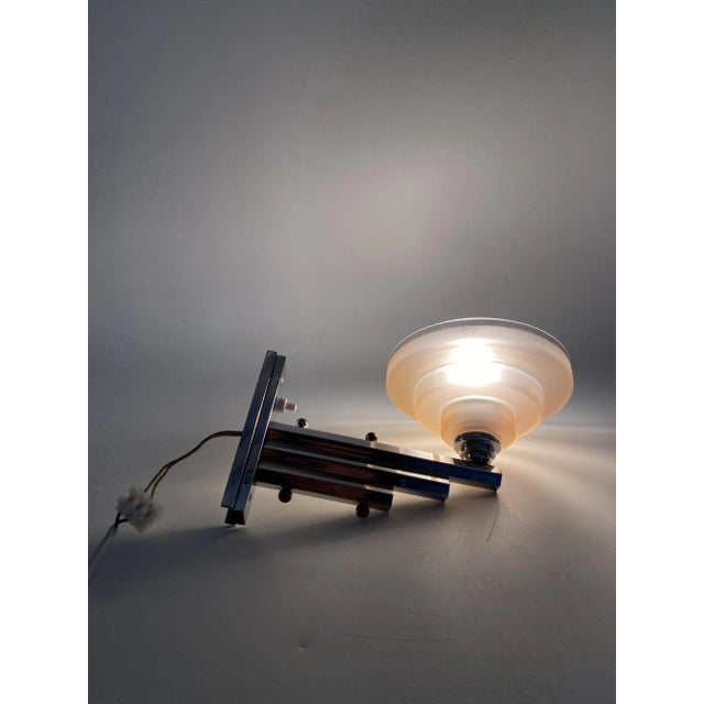 French Art Deco Wall Lamp with Stepped Glass Shade, 1920 For Sale - Image 10 of 12