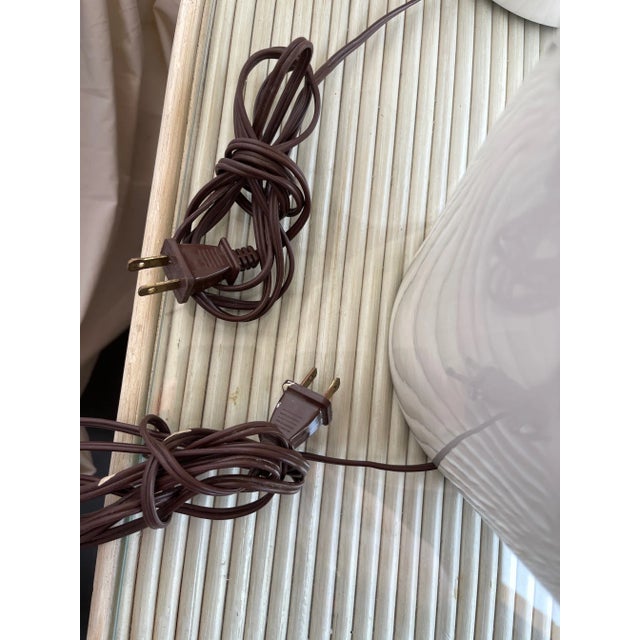 White Palm Beach Style Palm Leaf Table Lamps-Set For Sale - Image 9 of 10