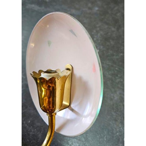 French Bronze Sconces with Powder Pink Glass Shades, France, 1950s, Set of 2 For Sale - Image 6 of 10