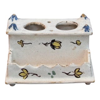 Circa 1870 Delft Pottery Inkwell For Sale
