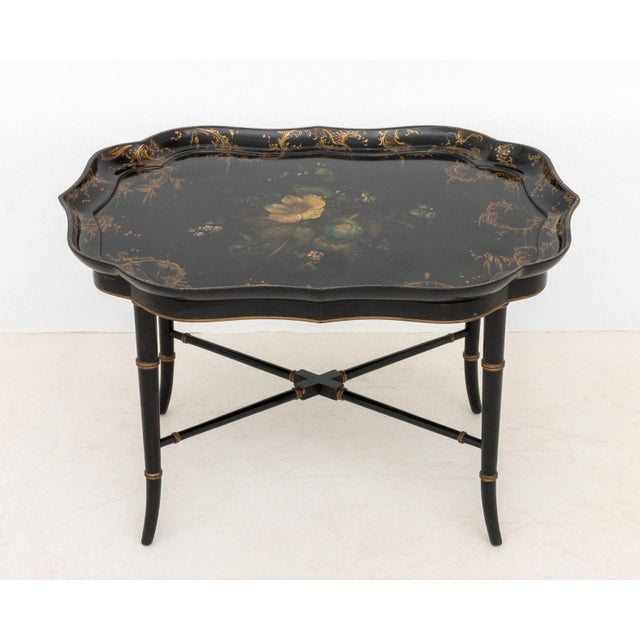 Traditional Regency Papier Mache Tray Top Table, Circa 1820 For Sale - Image 3 of 10