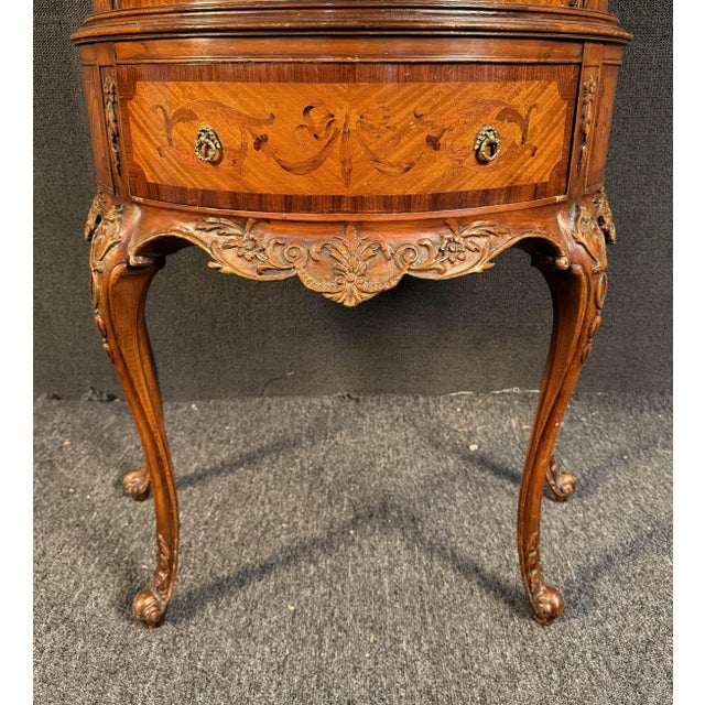 Mid 20th Century Mid 20th Century French Vintage Satinwood & Marquetry Vitrine by Weiman For Sale - Image 5 of 12