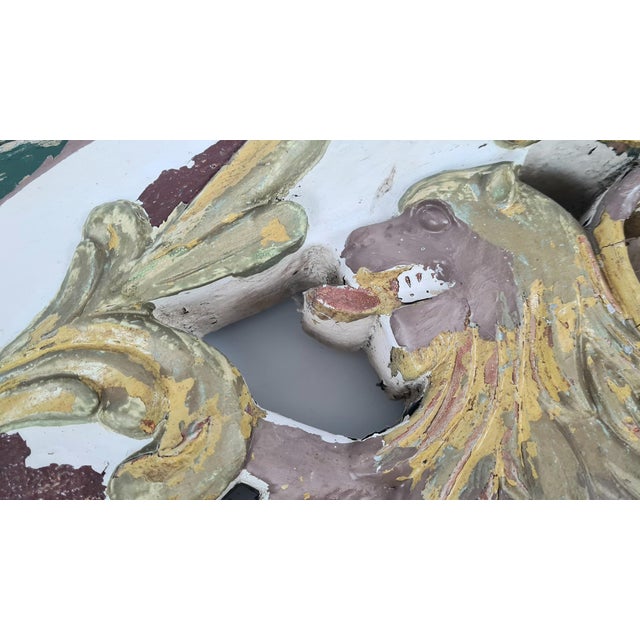 Antique Wooden Pediment with Lion, 1700s For Sale - Image 9 of 16