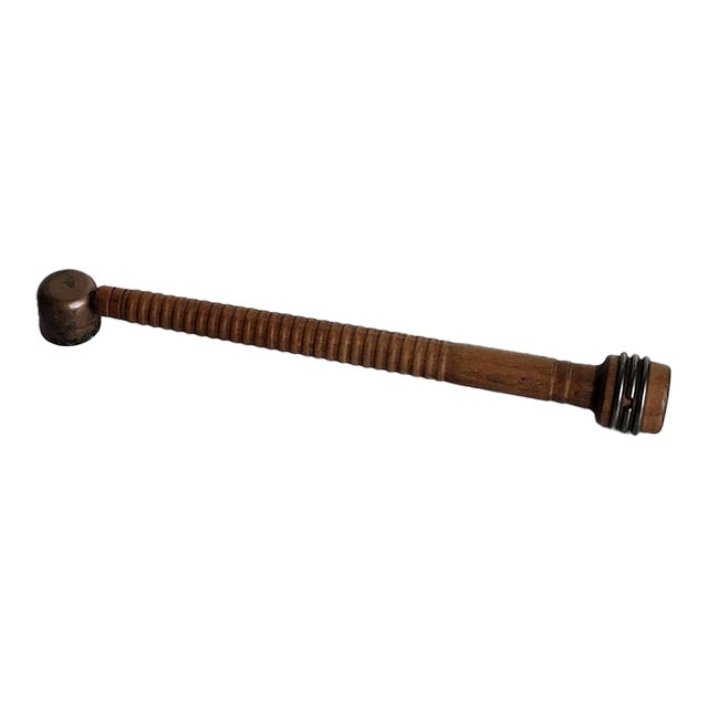 Vintage Copper and Wood Candle Snuffer For Sale